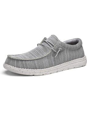Men's Grey Round Toe Breathable Stretch Slip On Flat Casual Loafer Shoe